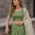 Green Silk Semi Stitched Lehenga Choli with Embroidery & Zari Work