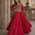 Red Silk Free Size Stitched Navratri Lehenga Choli with Embroidery & Mirror Work