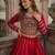 Red Silk Free Size Stitched Navratri Lehenga Choli with Embroidery & Mirror Work