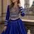 Blue Silk Free Size Stitched Navratri Lehenga Choli with Embroidery & Mirror Work