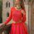 Pink & Red Silk Free Size Stitched Navratri Lehenga Choli with Embroidery & Mirror Work
