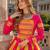 Pink&Yellow Silk Free Size Stitched Navratri Lehenga Choli with Embroidery & Mirror Work