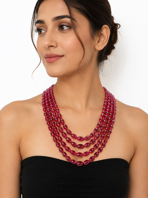 PRECIOUS OVAL SHAPE RUBIES WITH 4 STRANDS  1