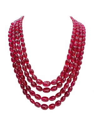 PRECIOUS OVAL SHAPE RUBIES WITH 4 STRANDS  3