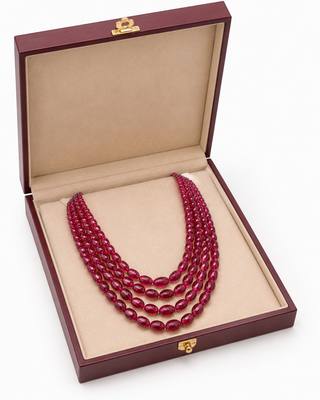 PRECIOUS OVAL SHAPE RUBIES WITH 4 STRANDS  4