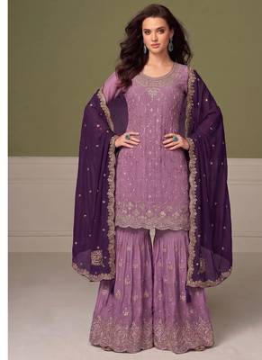 Heavy chinon lilac salwar suit for women ethnic wear 1
