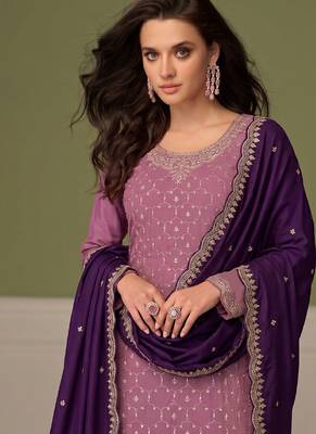 Heavy chinon lilac salwar suit for women ethnic wear 2