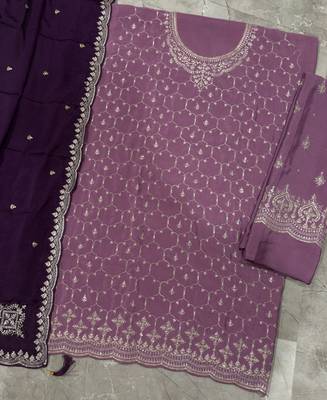 Heavy chinon lilac salwar suit for women ethnic wear 4