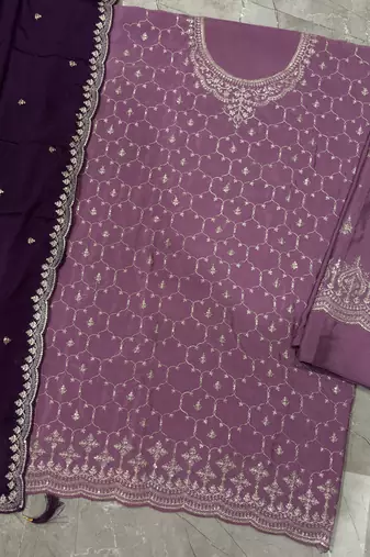 Heavy chinon lilac salwar suit for women ethnic wear