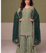 Heavy chinon pista green salwar suit for women ethnic wear