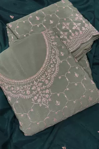Heavy chinon pista green salwar suit for women ethnic wear