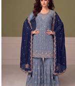 Heavy chinon sky blue salwar suit for women ethnic wear