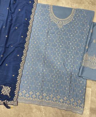Heavy chinon sky blue salwar suit for women ethnic wear 4