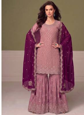 Heavy chinon peach salwar suit for women ethnic wear 1