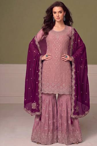 Heavy chinon peach salwar suit for women ethnic wear