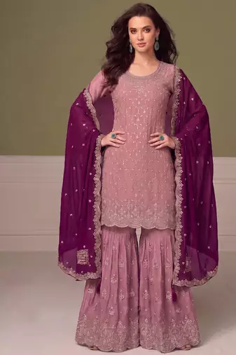 Heavy chinon peach salwar suit for women ethnic wear