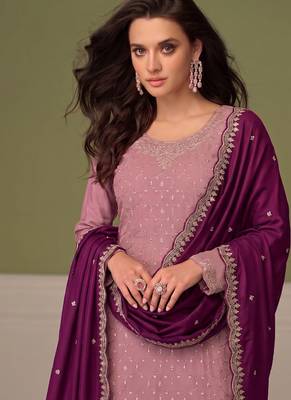 Heavy chinon peach salwar suit for women ethnic wear 2