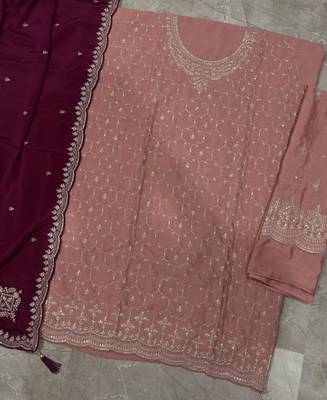 Heavy chinon peach salwar suit for women ethnic wear 4