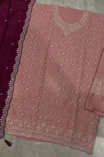 Heavy chinon peach salwar suit for women ethnic wear