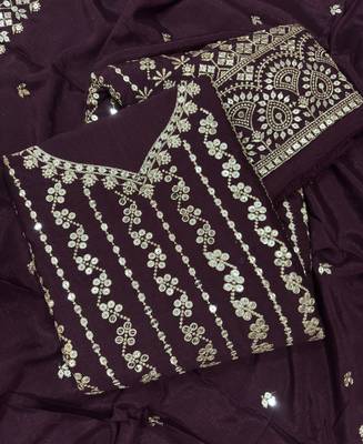 Latest cocktail wear wine chinon sharara suit for women 3