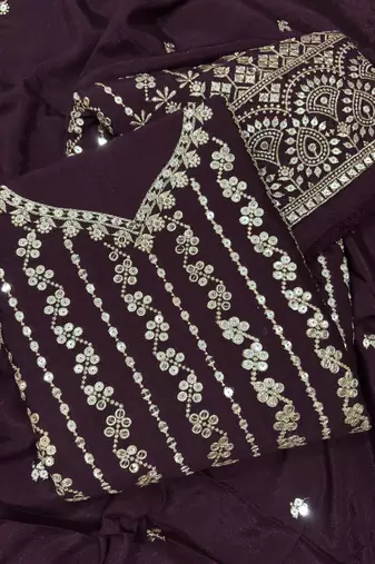 Latest cocktail wear wine chinon sharara suit for women