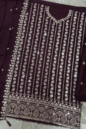 Latest cocktail wear wine chinon sharara suit for women