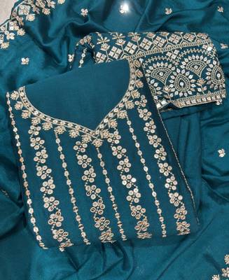 Latest cocktail wear aqua blue chinon sharara suit for women 3