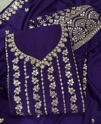Latest cocktail wear purple chinon sharara suit for women 3