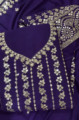 Latest cocktail wear purple chinon sharara suit for women