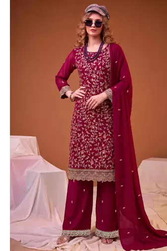 Rani pink straight suit for women georgette fabric
