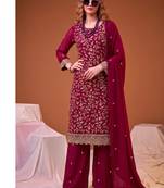 Rani pink straight suit for women georgette fabric