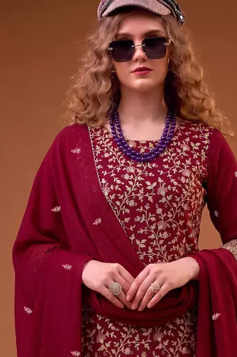 Rani pink straight suit for women georgette fabric