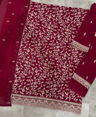 Rani pink straight suit for women georgette fabric 4