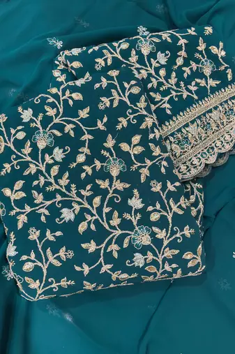 Teal blue straight suit for women georgette fabric