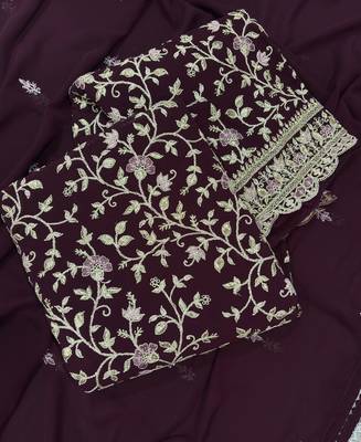 Purple straight suit for women georgette fabric 3
