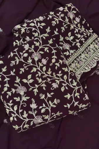 Purple straight suit for women georgette fabric