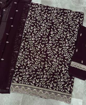 Purple straight suit for women georgette fabric 4