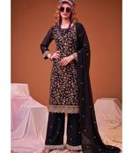 Black straight suit for women georgette fabric