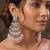 Oxidized silver-toned layered chandbali earrings with blush pink drops