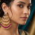 Traditional gold-toned layered chandbali earrings with pink kundan drops
