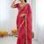 Pink soft georgette digital print saree with embroidered border & banglory silkblend blouse