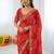 Red soft georgette digital print saree with embroidered border & banglory silkblend blouse
