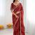 Maroon soft georgette digital print saree with embroidered border & banglory silkblend blouse