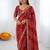 Maroon soft georgette digital print saree with embroidered border & banglory silkblend blouse
