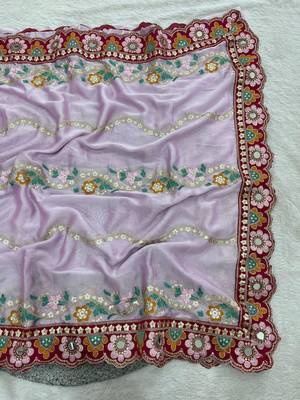 Lavender rangoli silkblend designer embroidered saree with mono banglory blouse 5