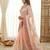Peach rangoli silkblend designer embroidered saree with mono banglory blouse