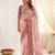 Pink rangoli silkblend designer embroidered saree with mono banglory blouse
