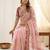 Pink rangoli silkblend designer embroidered saree with mono banglory blouse
