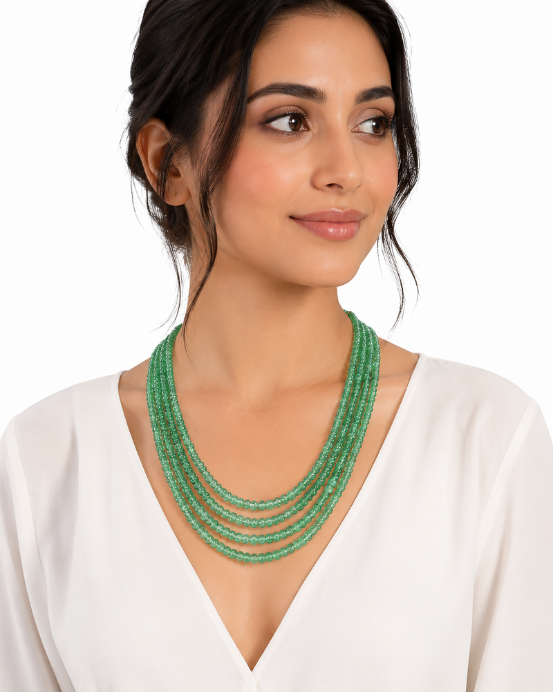 4 rows precious emeralds mala 