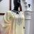 Cream heavy rayon kurta farshi palazzo set with shaded tabby silk blend dupatta
